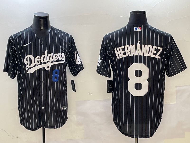 Men Los Angeles Dodgers #8 Hernandez Black Stripe Jointly Name 2025 Nike MLB Jersey style 11->los angeles dodgers->MLB Jersey